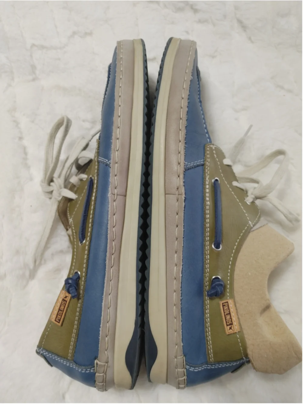 Men's Pikolinos Jucar M4E-1035BFC1 Leather Boat Shoes Blue and Olive 43 (9-9.5)